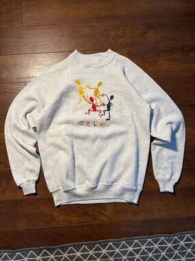 Vintage 90s Hanes One Love Graphic Sweatshirt, Heather Grey Raglan - Size Medium